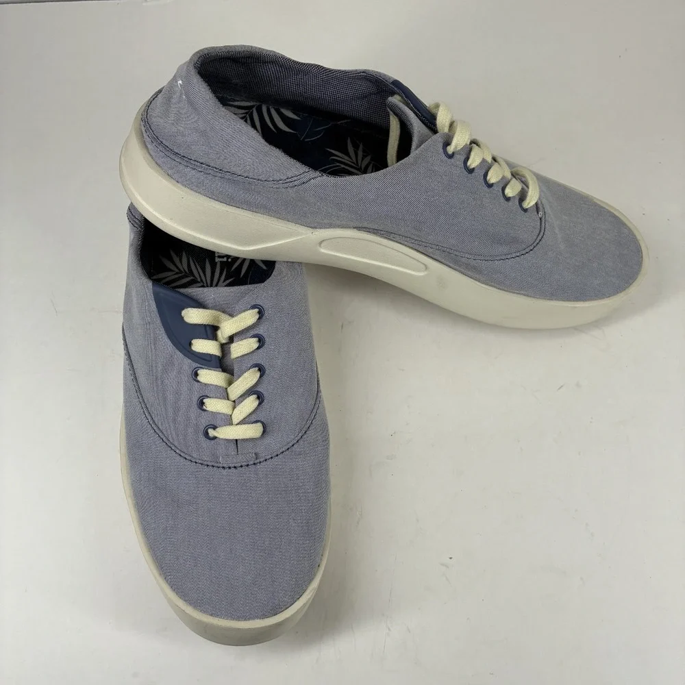 OluKai Tradewind Men's 9 Navy Chambray Linen Casual Everyday Sneakers 10533-5454